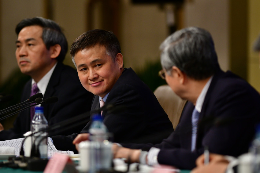 Pan Gongsheng at a press conference in 2017.